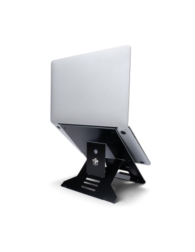 R-Go Tools Soporte para portátil R-Go Riser Document, soporte ergonómico, plegable y ajustable con portadocumentos, negro