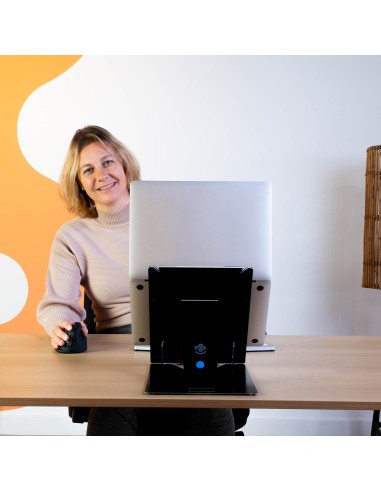 R-Go Tools Soporte para tablet y portátil R-Go Riser Duo, apto para pantallas de 10-22 pulgadas, negro