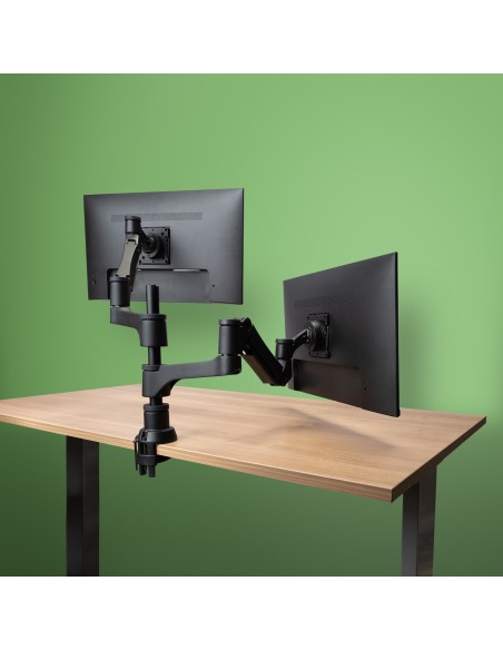 R-Go Tools Brazo de monitor R-Go Caparo Dual para dos monitores capacidad de carga de 3-9kg, ajustable con resorte de gas,