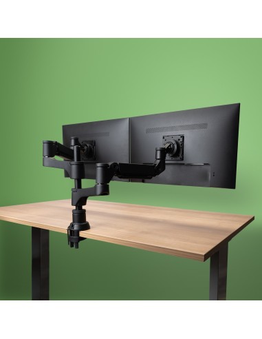R-Go Tools Brazo de monitor R-Go Caparo Dual para dos monitores capacidad de carga de 3-9kg, ajustable con resorte de gas,