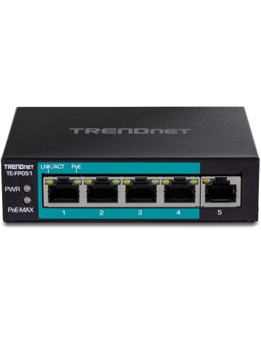 Trendnet TE-FP051 switch No administrado Fast Ethernet (10 100) Energía sobre Ethernet (PoE) Negro
