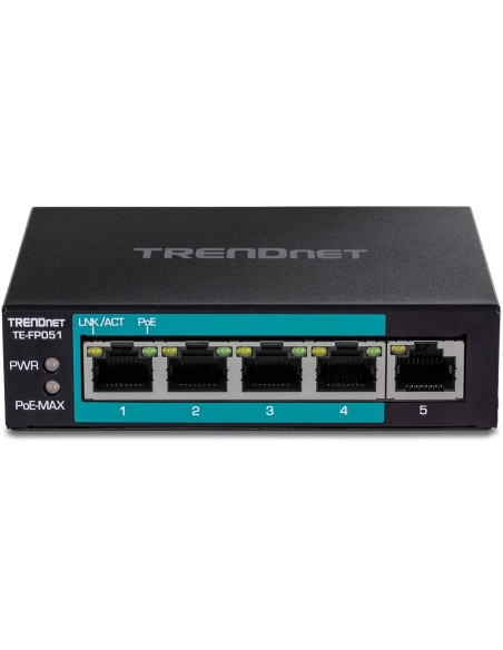 Trendnet TE-FP051 switch No administrado Fast Ethernet (10 100) Energía sobre Ethernet (PoE) Negro