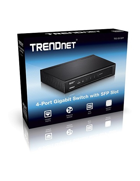 Trendnet TEG-S51SFP switch No administrado Gigabit Ethernet (10 100 1000) Negro