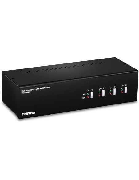 Trendnet TK-440DP interruptor KVM Negro, Plata