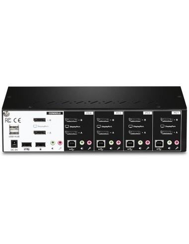 Trendnet TK-440DP interruptor KVM Negro, Plata
