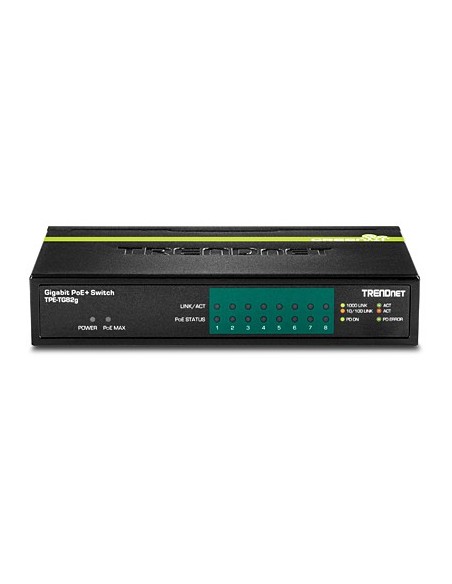 Trendnet TPE-TG82G switch No administrado Gigabit Ethernet (10 100 1000) Energía sobre Ethernet (PoE) Negro