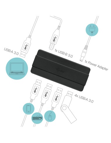 i-tec USB 3.0 Charging HUB 4 Port + Power Adapter
