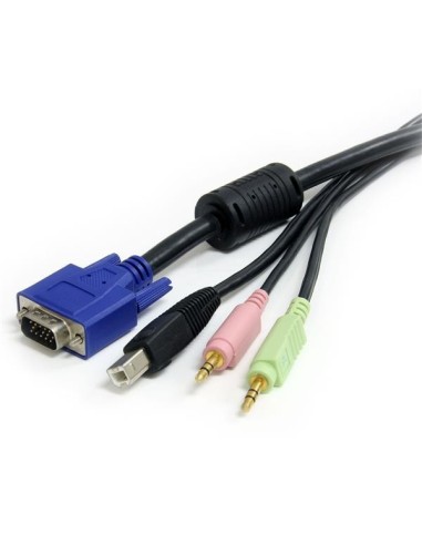StarTech.com Cable KVM Audio y Vídeo de 1,8m Todo en Uno VGA USB A USB B HD15 Mini Jack Micrófono Altavoces - 4 en 1