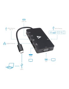 V7 V7UC-U3CRJ45HDVG-BLK Adaptador gráfico USB 3840 x 2160 Pixeles Negro