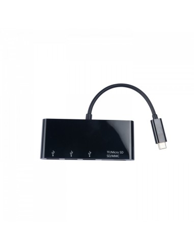 V7 Adattatore USB nero da USB-C maschio a 3 x USB 3.0 A femmina, Micro SD, SD MMC