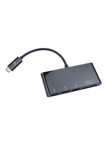 V7 Adattatore USB nero da USB-C maschio a 3 x USB 3.0 A femmina, Micro SD, SD MMC