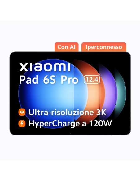Xiaomi Pad 6S Pro Qualcomm Snapdragon 256 GB 31,5 cm (12.4") 8 GB Wi-Fi 7 (802.11be) Grafito, Gris