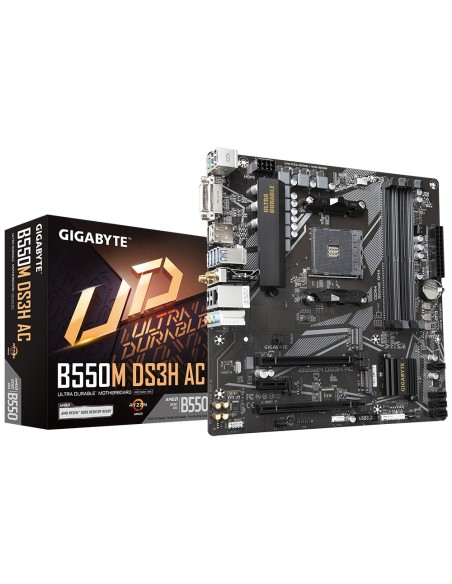 GIGABYTE B550M DS3H AC Placa base - Procesadores AMD Ryzen 5000, VRM de 5+3 fases, hasta 4733 MHz DDR4, 1xPCIe 4.0 + 1xPCIe 3.0 GIGABYTE B550M DS3H AC Placa base - Procesadores AMD Ryzen 5000, VRM de 5+3 fases, hasta 4733 MHz DDR4, 1xPCIe 4.0 + 1xPCIe 3.0