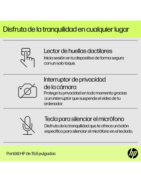 HP Laptop 15-fd0234ns Intel® Core™ i7 i7-1355U Portátil 39,6 cm (15.6") Full HD 16 GB DDR4-SDRAM 512 GB SSD Wi-Fi 6E (802.11ax)