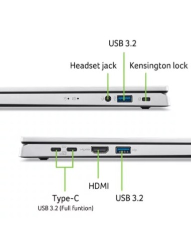 Acer Aspire Go 15 Intel Core 3 N355 Portátil 39,6 cm (15.6") Full HD 8 GB DDR5-SDRAM 128 GB UFS Wi-Fi 6 (802.11ax) Windows 11