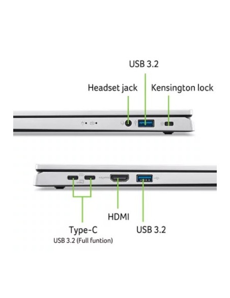 Acer Aspire Go 15 Intel Core 3 N355 Portátil 39,6 cm (15.6") Full HD 8 GB DDR5-SDRAM 128 GB UFS Wi-Fi 6 (802.11ax) Windows 11