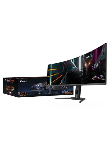 GIGABYTE Monitor de juegos curvo CO49DQ OLED - 5120x1440 (DQHD), 1800R, 144Hz, 0.03ms, KVM, FreeSync Premium Pro, HDMI 2.1