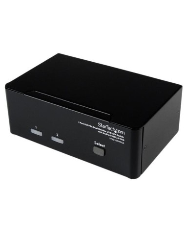 StarTech.com Conmutador Switch KVM de 2 Puertos Doble Monitor DVI VGA Audio 4 Puertos USB 1920x1200