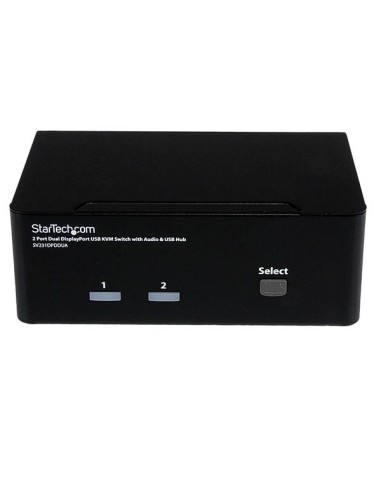 StarTech.com Conmutador Switch KVM - 2 puertos USB 2.0 - Audio Vídeo DisplayPort 2 Monitores