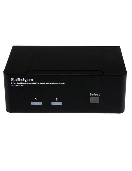 StarTech.com Conmutador Switch KVM - 2 puertos USB 2.0 - Audio Vídeo DisplayPort 2 Monitores
