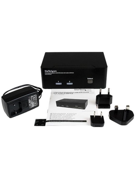 StarTech.com Conmutador Switch KVM - 2 puertos USB 2.0 - Audio Vídeo DisplayPort 2 Monitores