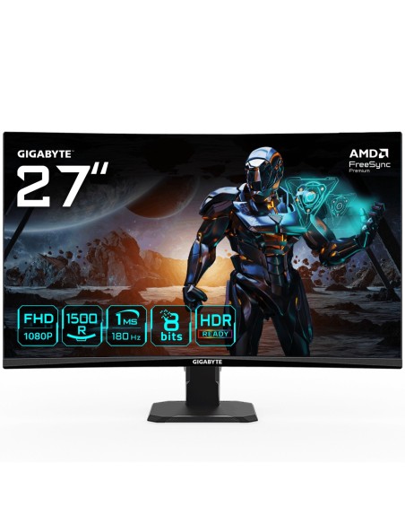 GIGABYTE GS27FC Monitor gaming curvo 27" FHD - 1920 x 1080, 180Hz, 1ms, 250 cd m², FreeSync Premium, HDR Ready, HDMI 2.0, GIGABYTE GS27FC Monitor gaming curvo 27" FHD - 1920 x 1080, 180Hz, 1ms, 250 cd m², FreeSync Premium, HDR Ready, HDMI 2.0,