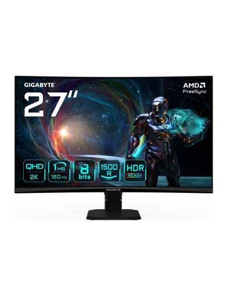 GIGABYTE GS27QCA 27" Monitor Curvo para Gaming QHD - 2560 x 1440, 180Hz, 1ms, 250 cd m², FreeSync, HDR Ready, HDMI 2.0, GIGABYTE GS27QCA 27" Monitor Curvo para Gaming QHD - 2560 x 1440, 180Hz, 1ms, 250 cd m², FreeSync, HDR Ready, HDMI 2.0,
