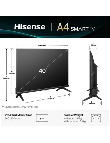 Hisense 40A4Q 101,6 cm (40") Full HD Smart TV Wifi Negro 200 cd   m²