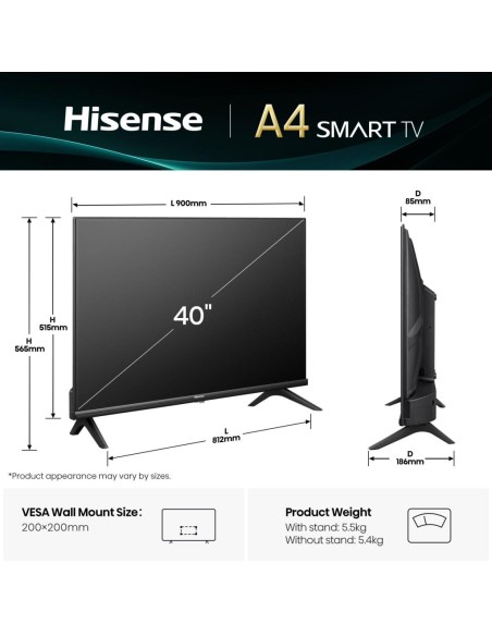 Hisense 40A4Q 101,6 cm (40") Full HD Smart TV Wifi Negro 200 cd   m²