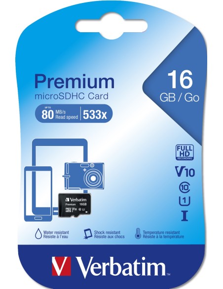Verbatim Premium 16 GB MicroSDHC Clase 10 Verbatim Premium 16 GB MicroSDHC Clase 10