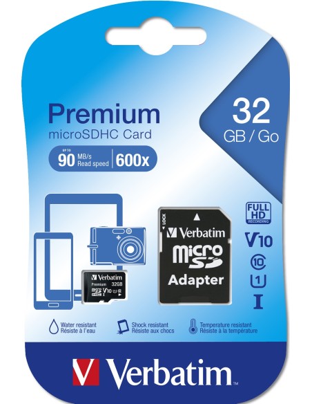 Verbatim Premium 32 GB MicroSDHC Clase 10 Verbatim Premium 32 GB MicroSDHC Clase 10