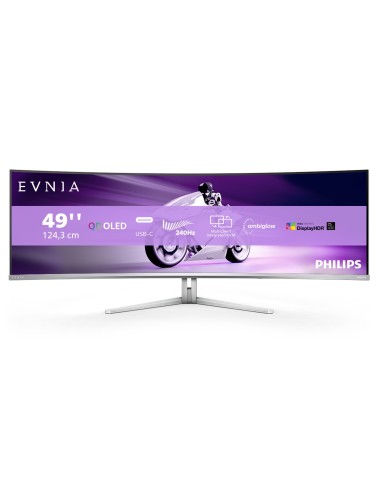 Philips Evnia 8000 49M2C8900 00 pantalla para PC 124,2 cm (48.9") 5120 x 1440 Pixeles Dual QHD QD-OLED Blanco