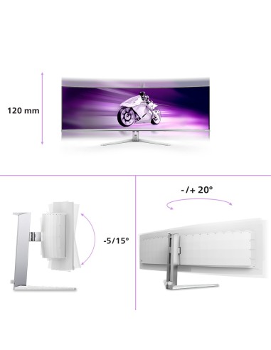 Philips Evnia 8000 49M2C8900L 00 pantalla para PC 124,2 cm (48.9") 5120 x 1440 Pixeles Dual QHD QD-OLED Blanco