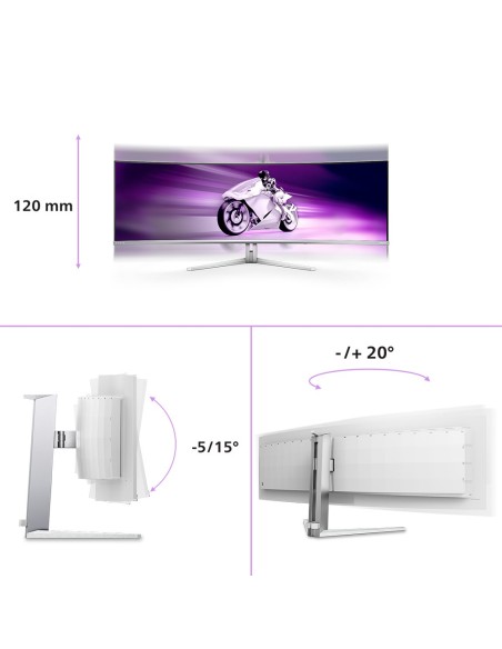 Philips Evnia 8000 49M2C8900L 00 pantalla para PC 124,2 cm (48.9") 5120 x 1440 Pixeles Dual QHD QD-OLED Blanco