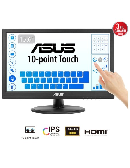 ASUS Touch VT169HE pantalla para PC 39,6 cm (15.6") 1920 x 1080 Pixeles Full HD LED Pantalla táctil Mesa Negro ASUS Touch VT169HE pantalla para PC 39,6 cm (15.6") 1920 x 1080 Pixeles Full HD LED Pantalla táctil Mesa Negro