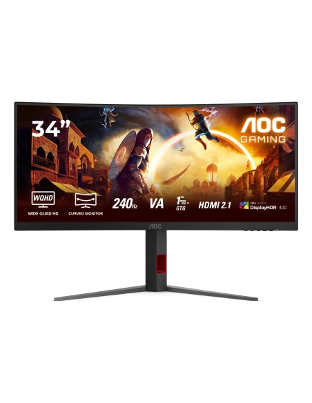 AOC G4 CU34G4Z pantalla para PC 86,4 cm (34") 3440 x 1440 Pixeles Wide Quad HD LED Negro, Rojo AOC G4 CU34G4Z pantalla para PC 86,4 cm (34") 3440 x 1440 Pixeles Wide Quad HD LED Negro, Rojo
