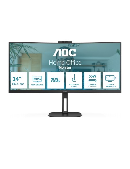 AOC V5 CU34V5C BK LED display 86,4 cm (34") 3440 x 1440 Pixeles Wide Quad HD Negro