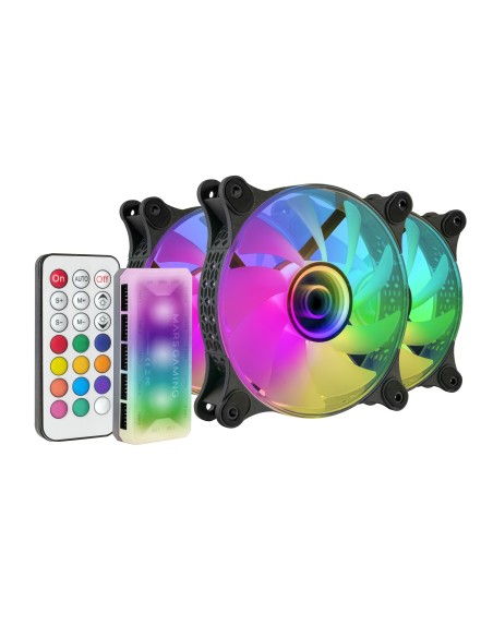 Mars Gaming MF-3DKIT Negro, Kit 3 Ventiladores ARGB 360° 12cm, Espejo Infinito 3D, Sistema Anti-vibraciones, Controlador ARGB, Mars Gaming MF-3DKIT Negro, Kit 3 Ventiladores ARGB 360° 12cm, Espejo Infinito 3D, Sistema Anti-vibraciones, Controlador ARGB,