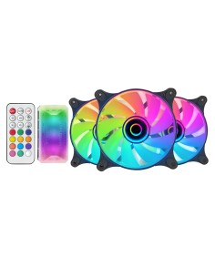 Mars Gaming MF-3DKIT Negro, Kit 3 Ventiladores ARGB 360° 12cm, Espejo Infinito 3D, Sistema Anti-vibraciones, Controlador ARGB, 2