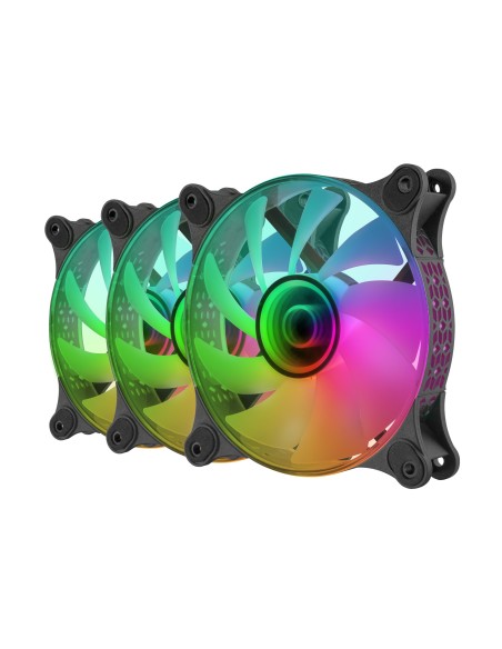 Mars Gaming MF-3DKIT Negro, Kit 3 Ventiladores ARGB 360° 12cm, Espejo Infinito 3D, Sistema Anti-vibraciones, Controlador ARGB, Mars Gaming MF-3DKIT Negro, Kit 3 Ventiladores ARGB 360° 12cm, Espejo Infinito 3D, Sistema Anti-vibraciones, Controlador ARGB,