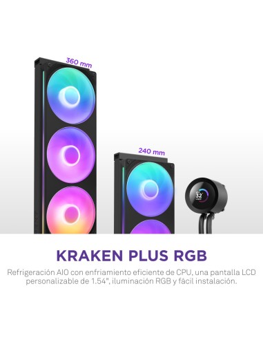 NZXT Kraken Plus 360 RGB Procesador Sistema de refrigeración líquida todo en uno Negro 1 pieza(s)