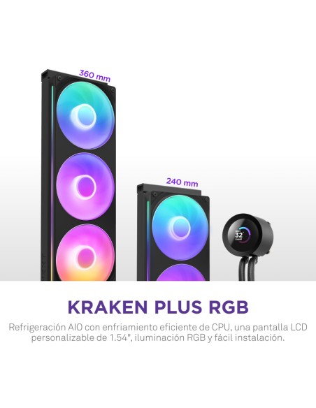 NZXT Kraken Plus 360 RGB Procesador Sistema de refrigeración líquida todo en uno Negro 1 pieza(s)