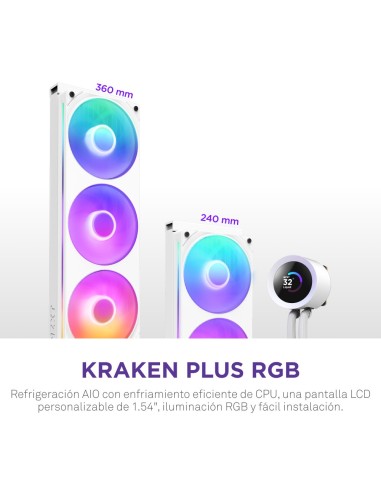 NZXT Kraken Plus 360 RGB Procesador Sistema de refrigeración líquida todo en uno Blanco 1 pieza(s)