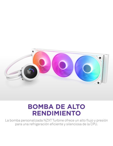 NZXT Kraken Plus 360 RGB Procesador Sistema de refrigeración líquida todo en uno Blanco 1 pieza(s)