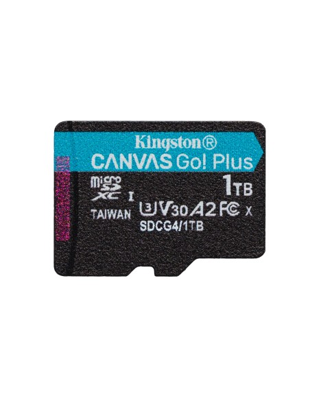 Kingston Technology Tarjeta microSDXC Canvas Go Plus Gen4 de 1 TB, 200 MB s, A2 U3 V30 y adaptador