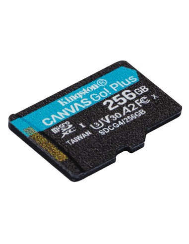 Kingston Technology Tarjeta microSDXC Canvas Go Plus Gen4 de 256 GB, 200 MB s, A2 U3 V30 y adaptador