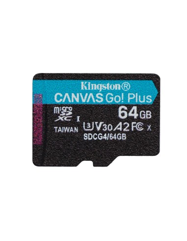 Kingston Technology Tarjeta microSDXC Canvas Go Plus Gen4 de 64 GB, 200 MB s, A2 U3 V30 y adaptador
