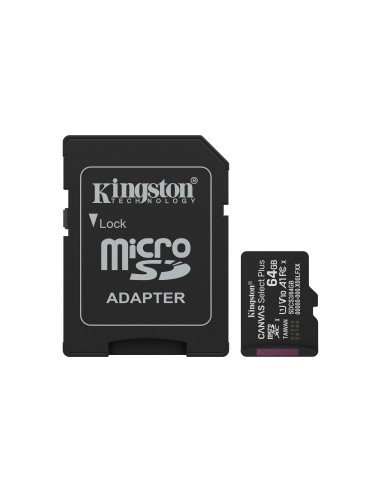 Kingston Technology 64GB microSDXC Canvas Select Plus Gen3 100MB s A1 (Incluye adaptador de SD)