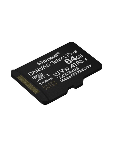 Kingston Technology 64GB microSDXC Canvas Select Plus Gen3 100MB s A1 (Incluye adaptador de SD)