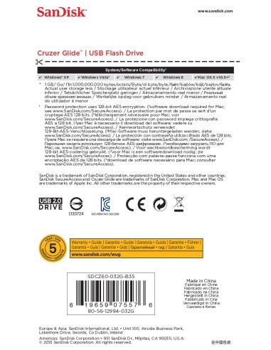 SanDisk Cruzer Glide unidad flash USB 32 GB USB tipo A 2.0 Negro, Rojo